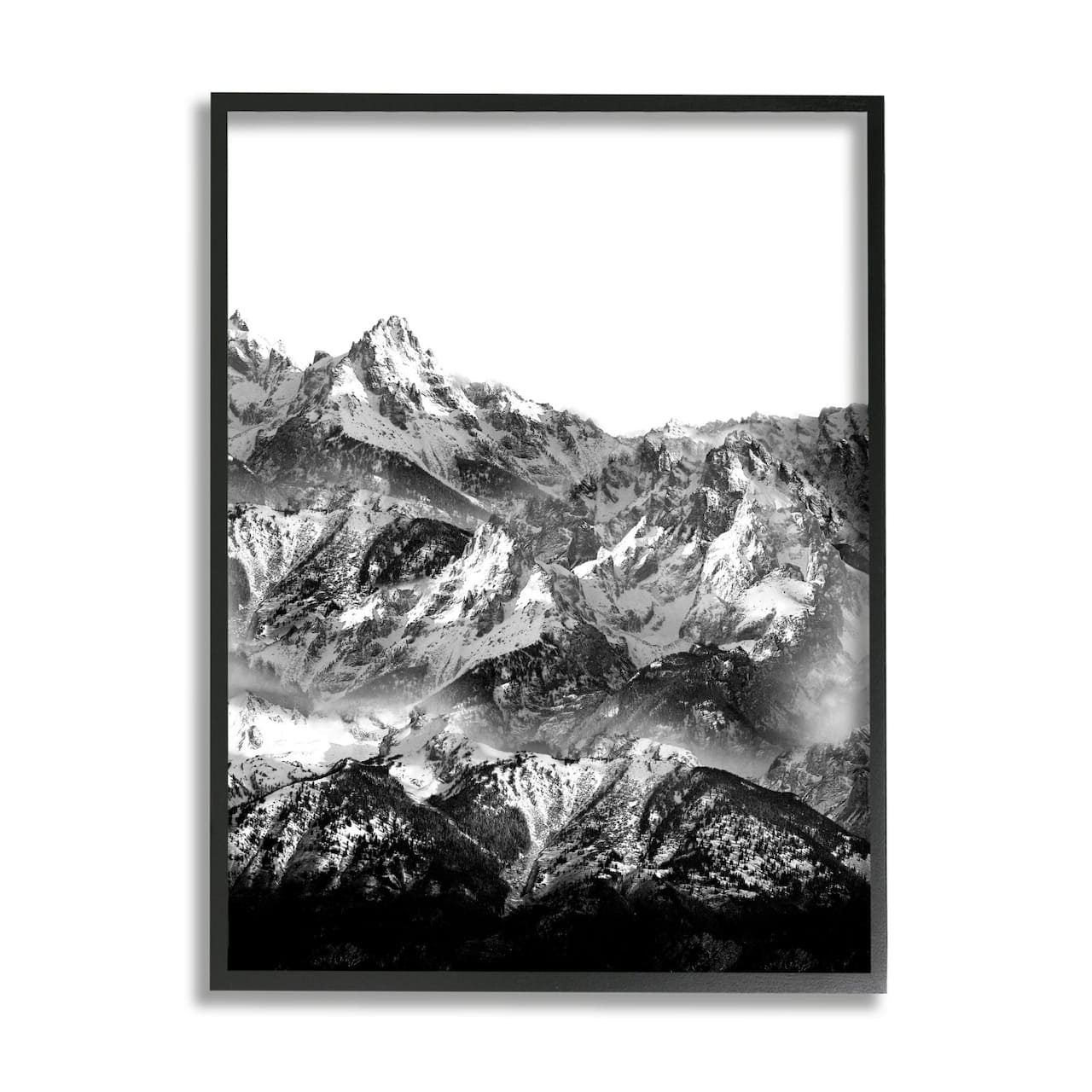Stupell Industries Snow Cap Mountains High Contrast Black White Landscape Canvas Wall Art